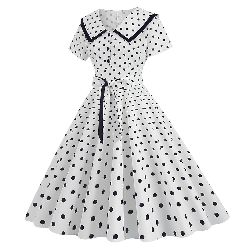 Polka Dots Retro Vintage 1950s Grease Outfits A Line Dress Rockabilly Swing Dress Polka Dot Fancy Dress Women's Casual Daily Adults' Dress Homecoming Dresses3