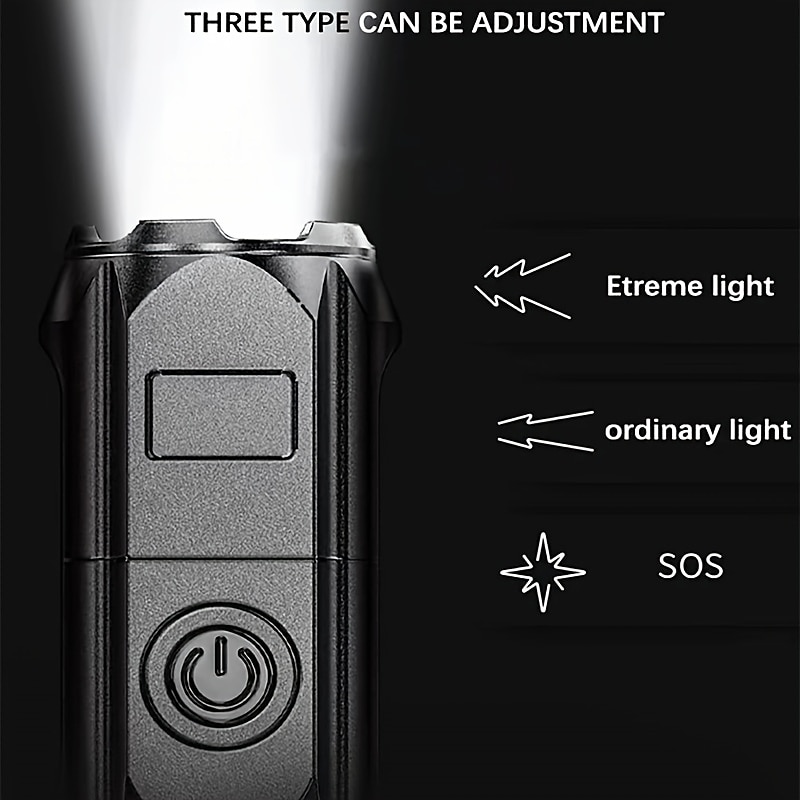 Super Bright ABS Strong Light Focusing Led Flashlight Outdoor Portable Home Built-in Battery Rechargeable Multi-function Torch3
