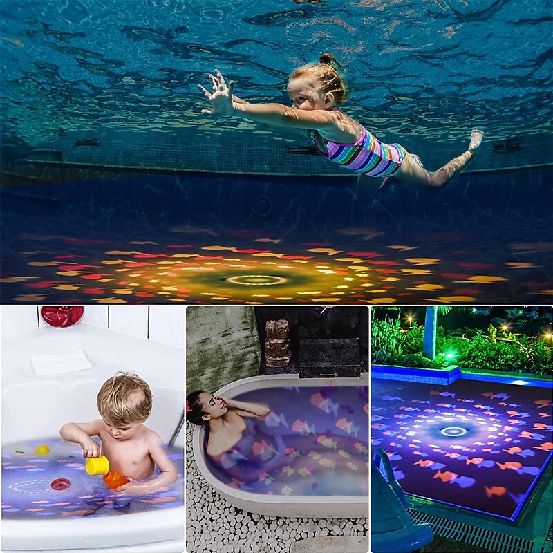 Swimming Floating Pool Lights Fish Pattern Color Changing Underwater Pool Light That Float 4 Colors 2 Modes Glow Hot Bath Tub Kids Toy LED Light Up Decor3