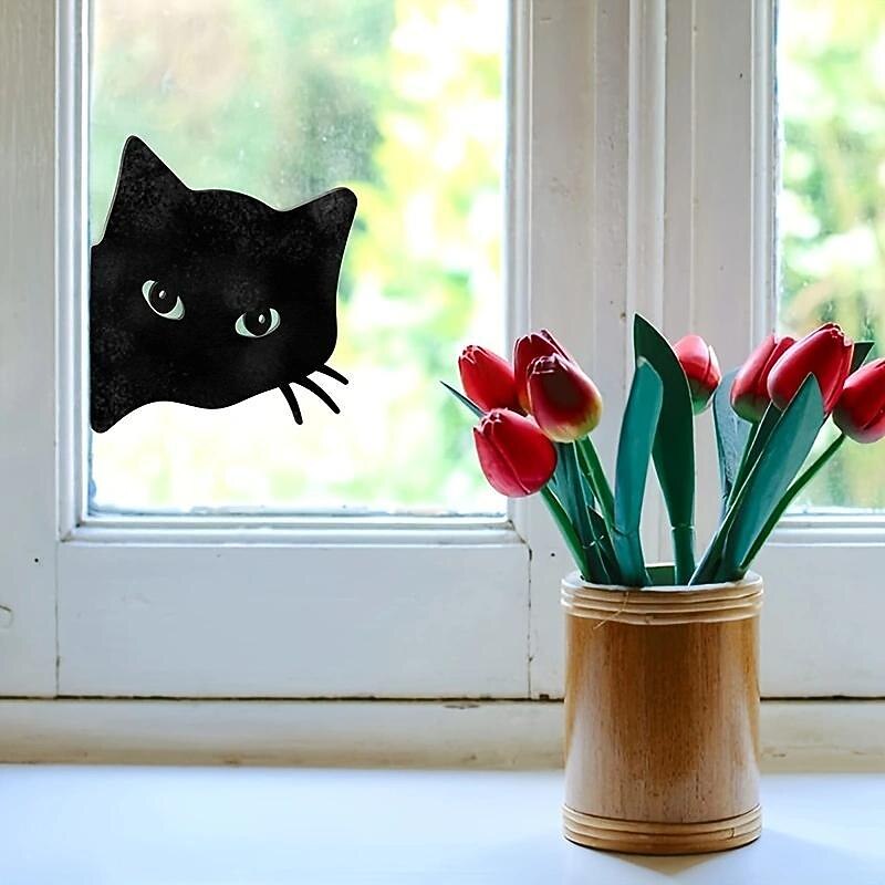 2pcs Silhouette Peeping Cat Metal Plug-in Garden Yard Art Halloween Decor Farmhouse Home Decor Outdoor Ornaments Decor Courtyard Lawn Gift Ideal For Cat Lovers4