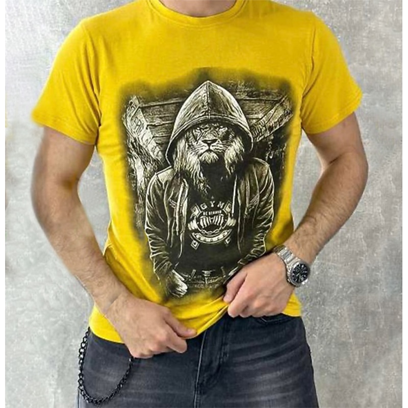 Men's Graphic Animal Funny T Shirt Funny T Shirts Short Sleeve T shirt 3D Print Crew Neck Shirt Vintage Fashion Designer Outdoor Daily Sports Black And White 1 Black Spring & Summer Clothing Apparel3