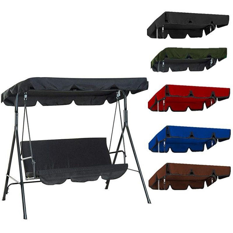Waterproof Patio Swing Canopy Cover Set, Swing Canopy Replacement, Windproof Waterproof Anti-UV Top Cover for Patio Swing
