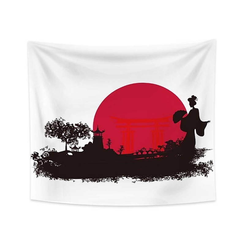 Japan Style Hanging Tapestry Wall Art Large Tapestry Mural Decor Photograph Backdrop Blanket Curtain Home Bedroom Living Room Decoration Temple Women Sun4