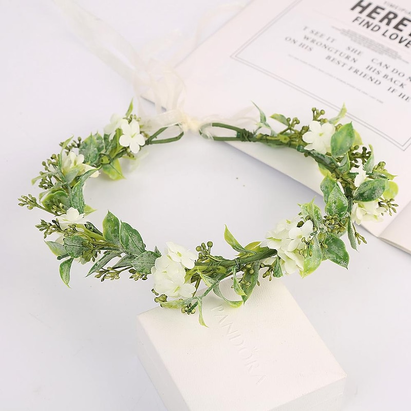 Bridal Green Leaf Crown Bohemian Headpiece Floral Headband Photo Prop headdress headflower2