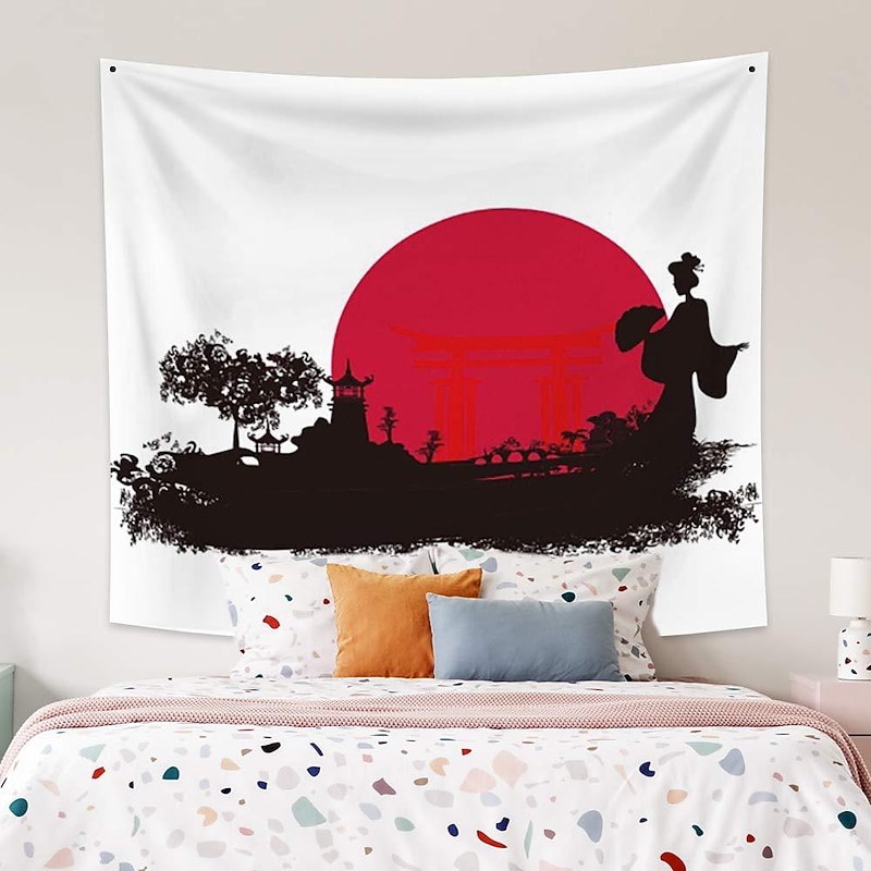 Japan Style Hanging Tapestry Wall Art Large Tapestry Mural Decor Photograph Backdrop Blanket Curtain Home Bedroom Living Room Decoration Temple Women Sun3