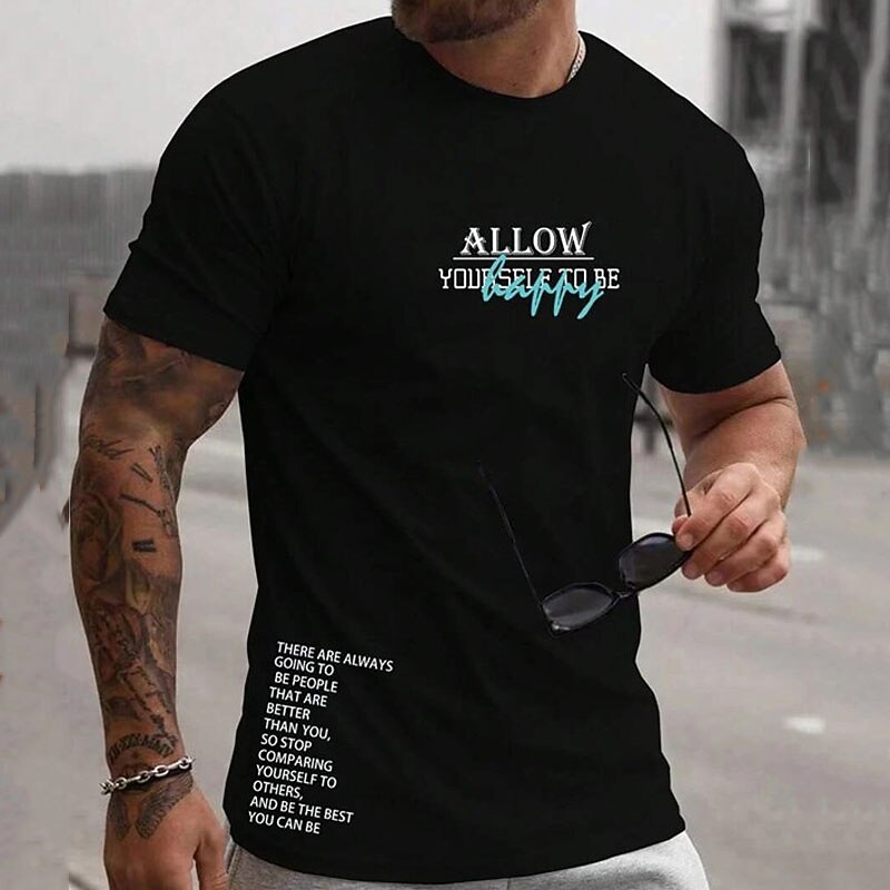 Men's Graphic Letter T Shirt Casual Style Classic Style Tee Top Short Sleeve T shirt Graphic Print Crew Neck Shirt Outdoor Daily Sports 1 2 3 Spring & Summer Clothing Apparel S M L XL 2XL 3XL 6