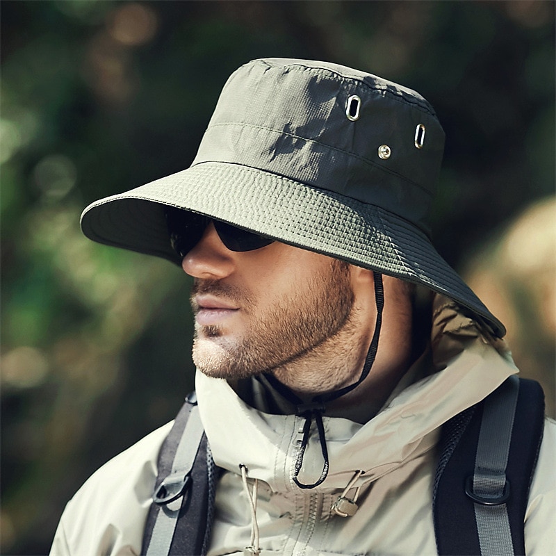Men's Bucket Hat Sun Hat Fishing Hat Boonie hat Hiking Hat Black Deep Blue Polyester Travel Beach Outdoor Vacation Plain UV Sun Protection Sunscreen2