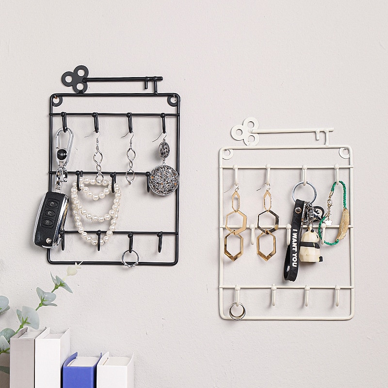 Metal Wall Art Mounted Key Holder Storage Rack Organizer with Hook for Entryway Gate Doorway Jewelry Shelf Hanger Hanging Lock Opener4