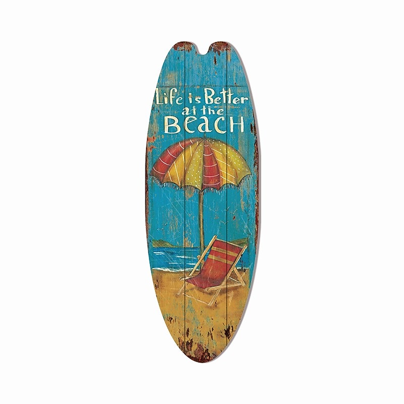 Summer Beach Ocean Theme Leisure Decoration Surfboard Wood Plaque Bar Home Wall Vintage Decoration Wood Plaque2