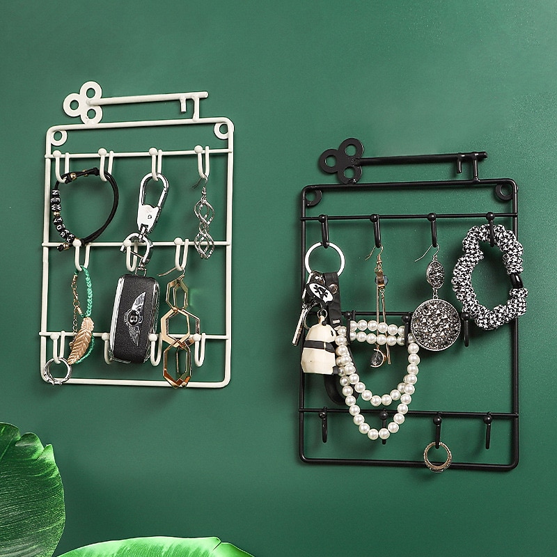 Metal Wall Art Mounted Key Holder Storage Rack Organizer with Hook for Entryway Gate Doorway Jewelry Shelf Hanger Hanging Lock Opener