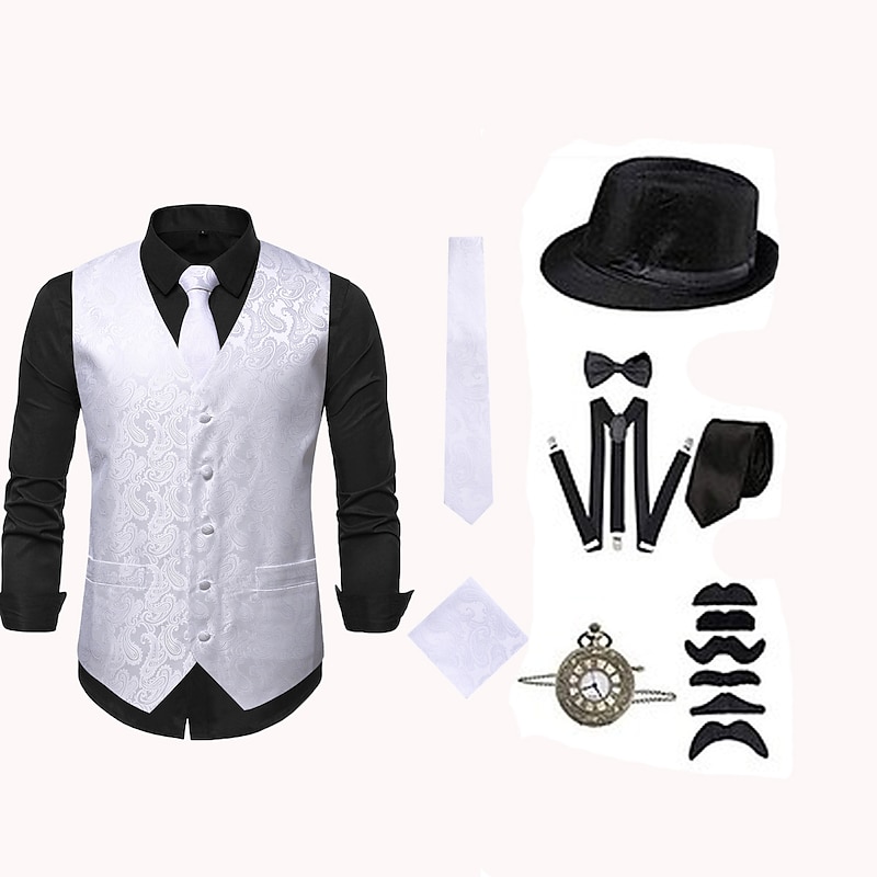 Retro Vintage 1920s Outfits Party Costume Vest Normal The Great Gatsby Gentleman Holiday Christmas Fashion Fancy Dress Men's Carnival Masquerade Masquerade Prom Bachelorette Party Adults Adults' Vest3
