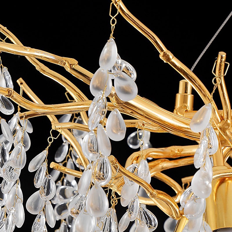 LED Chandeliers Modern Luxury, 60cm 8-Light Gold Crystal for Home Interiors Kitchen Bedroom Iron Art Tree Branch Lamp Creative Lamp Light Warm White/White 110-240V3