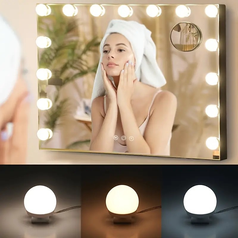 3 Colours LED Make Up Mirror Light Bulbs USB Vanity Makeup Mirror Lights Bathroom Dressing Table Lighting Dimmable LED Wall Lamp4