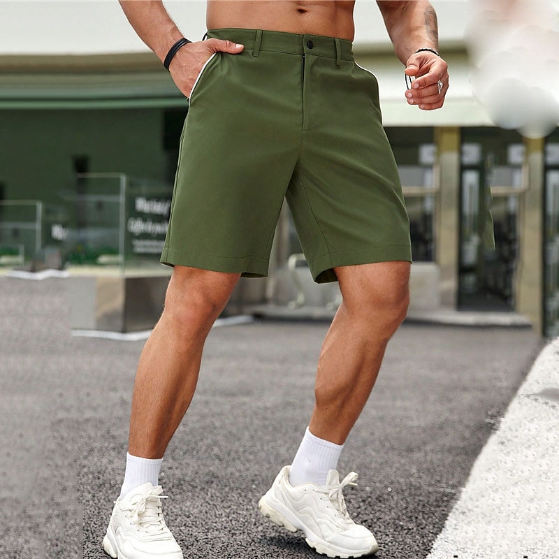 Men's Shorts Chino Shorts Bermuda shorts Work Shorts Pocket Straight Leg Plain Comfort Short Formal Work Casual 100% Cotton Streetwear Stylish Black White2