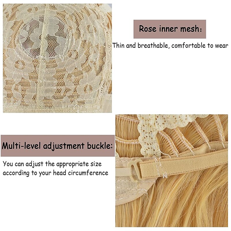 Golden Princess Wig with Bangs Yellow Long Wavy Film Cosplay Synthetic Blonde Wig for Party Anime Halloween Wigs4