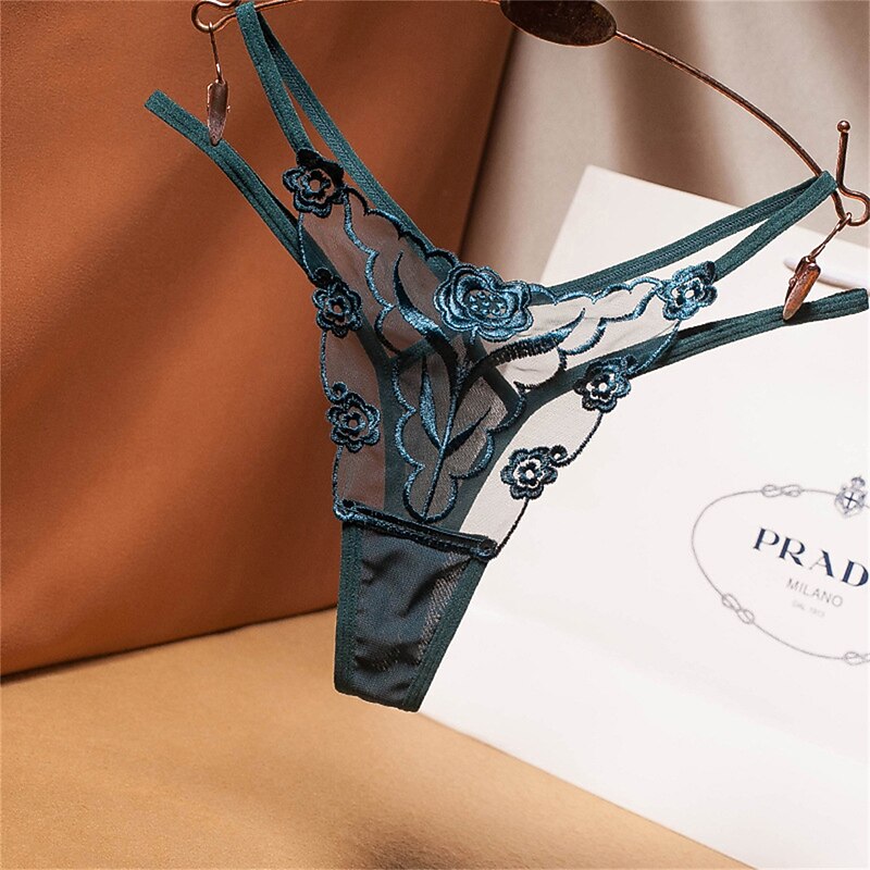 Women's Sexy Lingerie Panties Flower Lovers Hot Comfort Home Valentine's Day Bed Nylon Breathable Embroidery Hole Summer Spring Home Outfits4