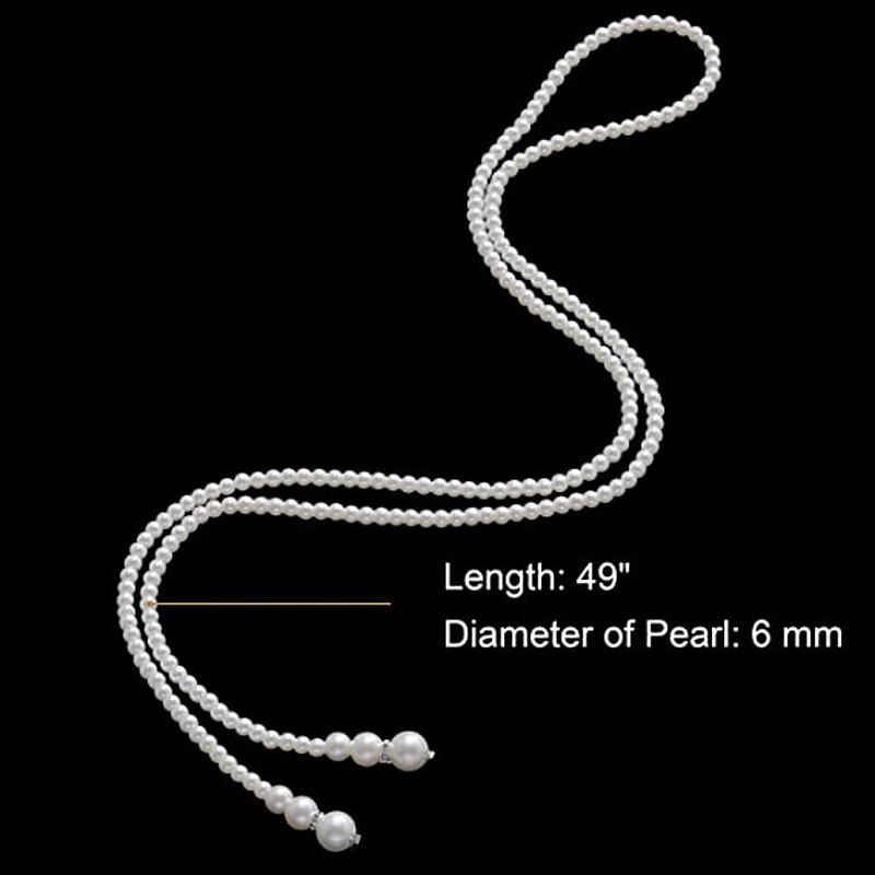 Faux Pearl Necklace Long Pearl Necklaces 1920s Accessories for Women Roaring 20s Flapper Vintage Party2