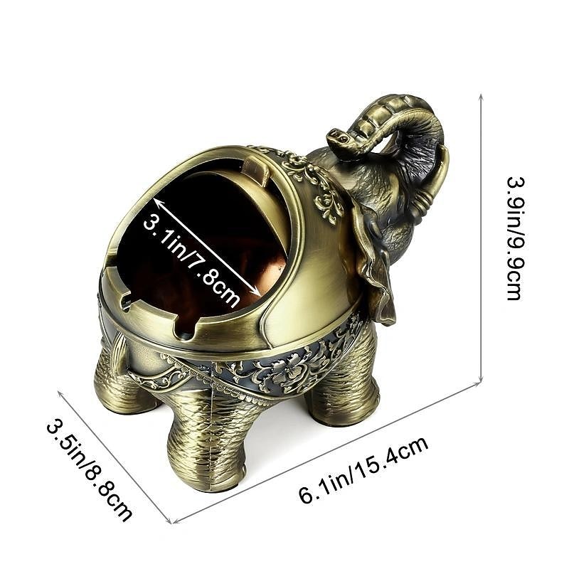 High-End Retro Metal Elephant Ashtray Personality Creative Trend Decoration Home Living Room Ashtray Office Decoration2
