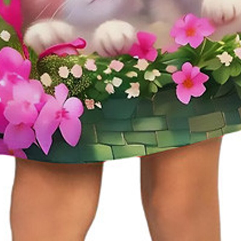 Kids Girls' Dress Graphic Floral Cat Sleeveless Outdoor Casual Fashion Cute Daily Polyester Above Knee Casual Dress A Line Dress Tank Dress Summer Spring 3-12 Years Light Green Navy Blue Sky Blue3