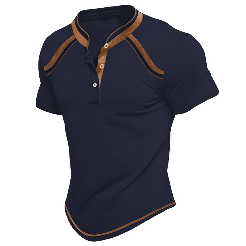 Men's Button T Shirt Henley Shirt Tee Top Short Sleeves Henley Summer Plain Raglan Sleeve Fashion Designer Basic Vacation Street Going out Black White Navy Blue Top Tee for Men4