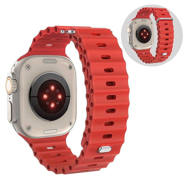 Ocean Band Compatible with Apple Watch band 38mm 40mm 41mm 42mm 44mm 45mm 49mm Waterproof Adjustable Women Men Silicone Strap Replacement Wristband for iwatch Series Ultra 8 7 6 5 4 3 2 1 SE3