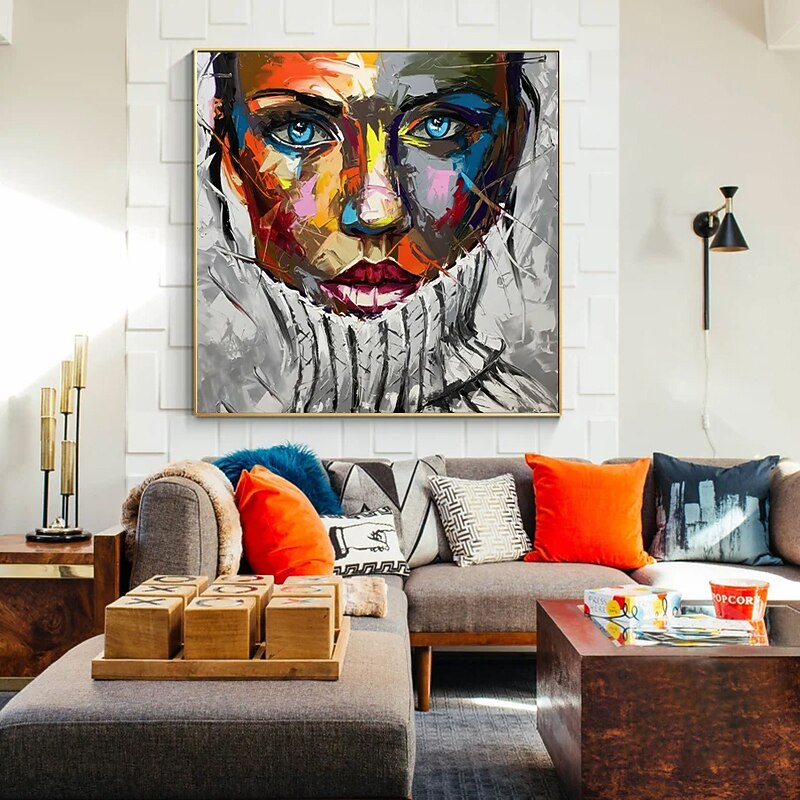 Handmade Oil Painting Canvas Wall Art DecorationModern Abstract  Palette Knife Mannish Face for Home Decor Rolled Frameless Unstretched Painting3