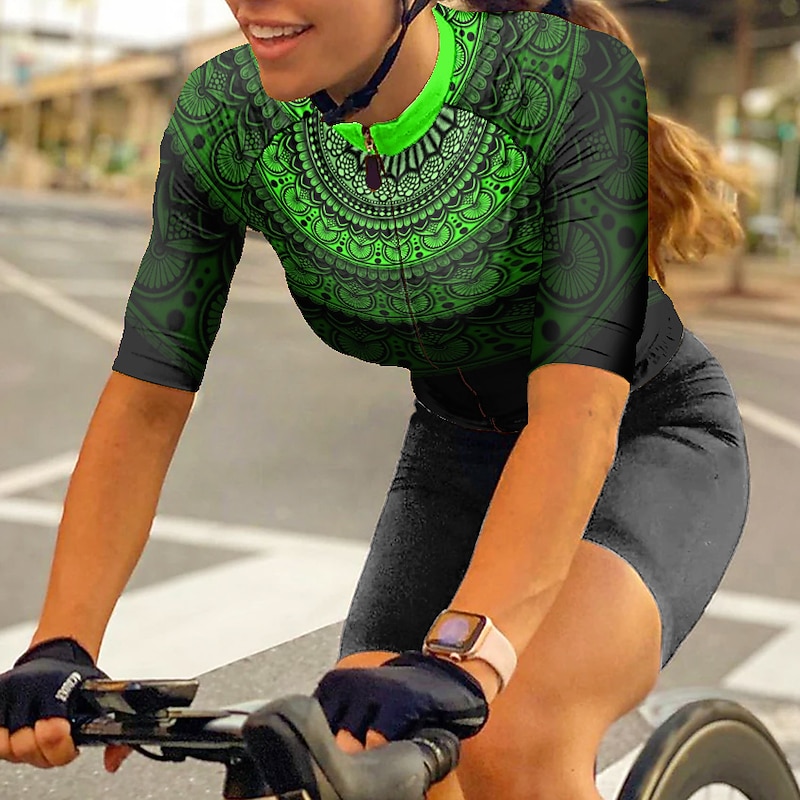 Women's Cycling Jersey Graphic Short Sleeve Bike Jersey Top with 3 Rear Pockets Mountain Bike MTB Road Bike Cycling Quick Dry Reflective Strips Back Pocket Moisture Wicking Sports Pink Blue Green4