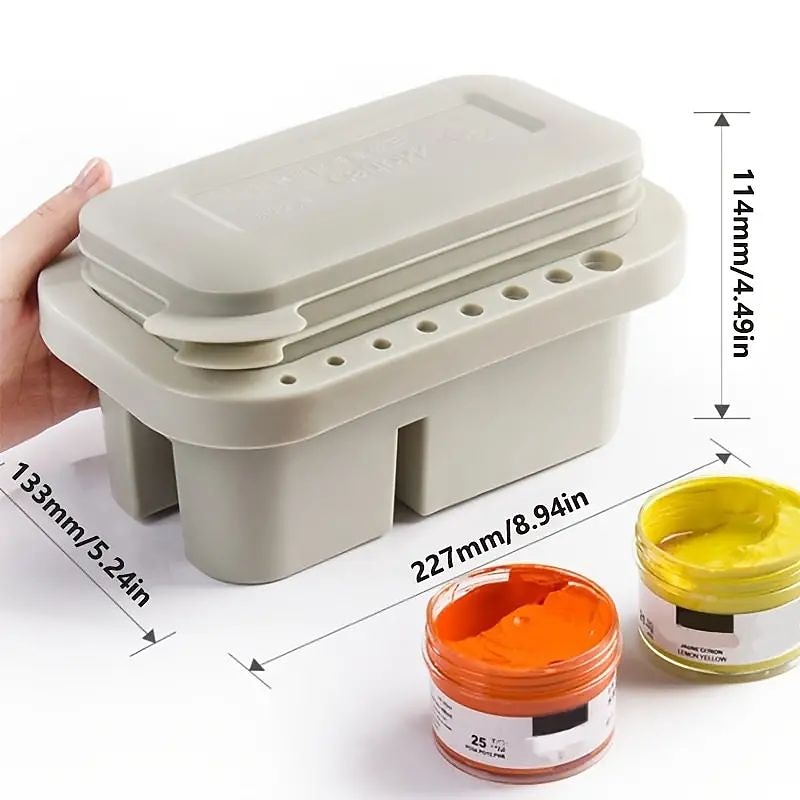 1 Set Multifunctional 3 In 1 Wash Pen Bucket With Pen Holder And Painting Palette Lid Paint Brush Basin Brush Tub Washing Tool For Art Painting Gouache Watercolor Acrylic Oil Painting2