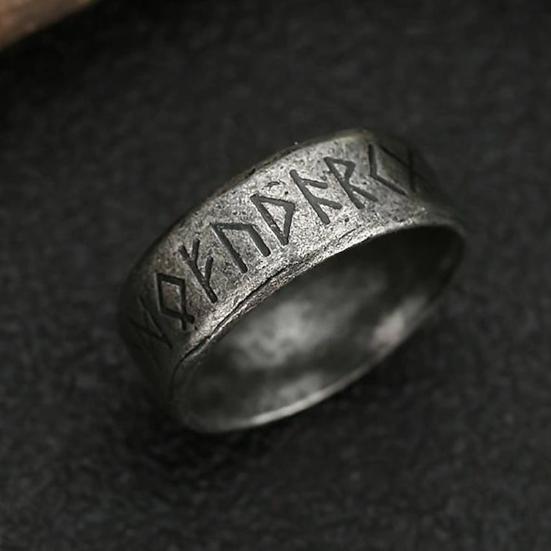 1pc Fashion Vintage Men's Odin Norse Viking Amulet Rune Ring Medieval