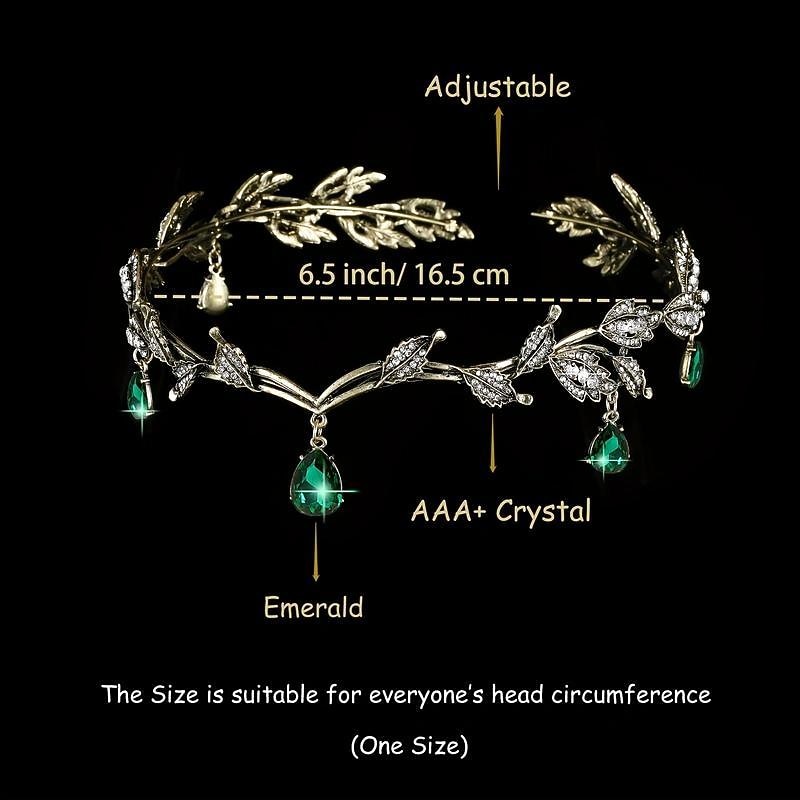 Women's Victorian Leaf Crown Tiara Retro Vintage Rococo Bridal Headdress Rhinestone Head for Wedding Hair Accessories2