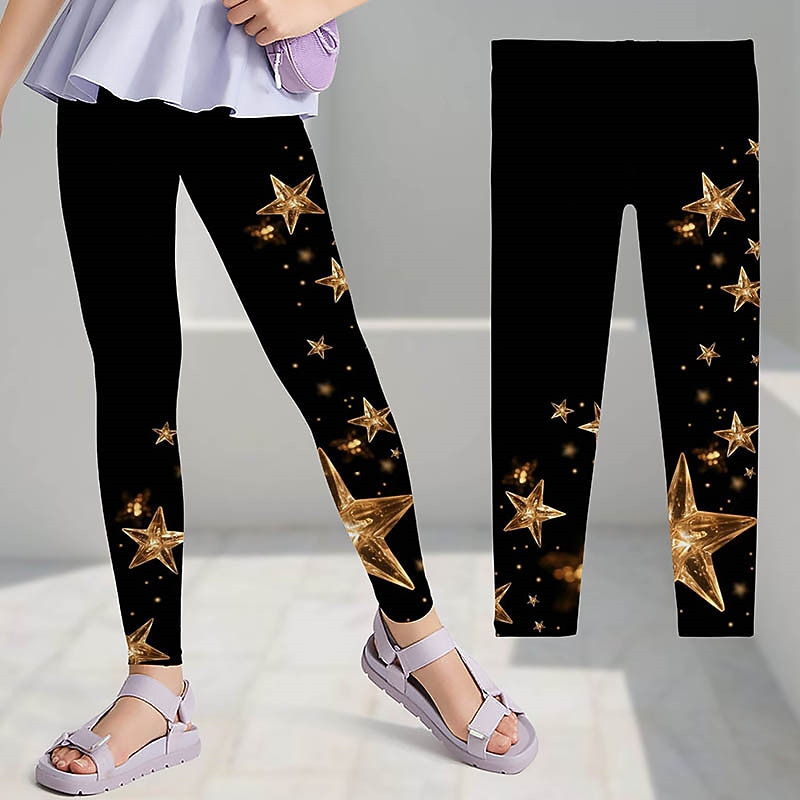 Girls' 3D Graphic Star Leggings Summer Spring Active Cute Streetwear Kids 3-12 Years Outdoor Street Sport Slim3