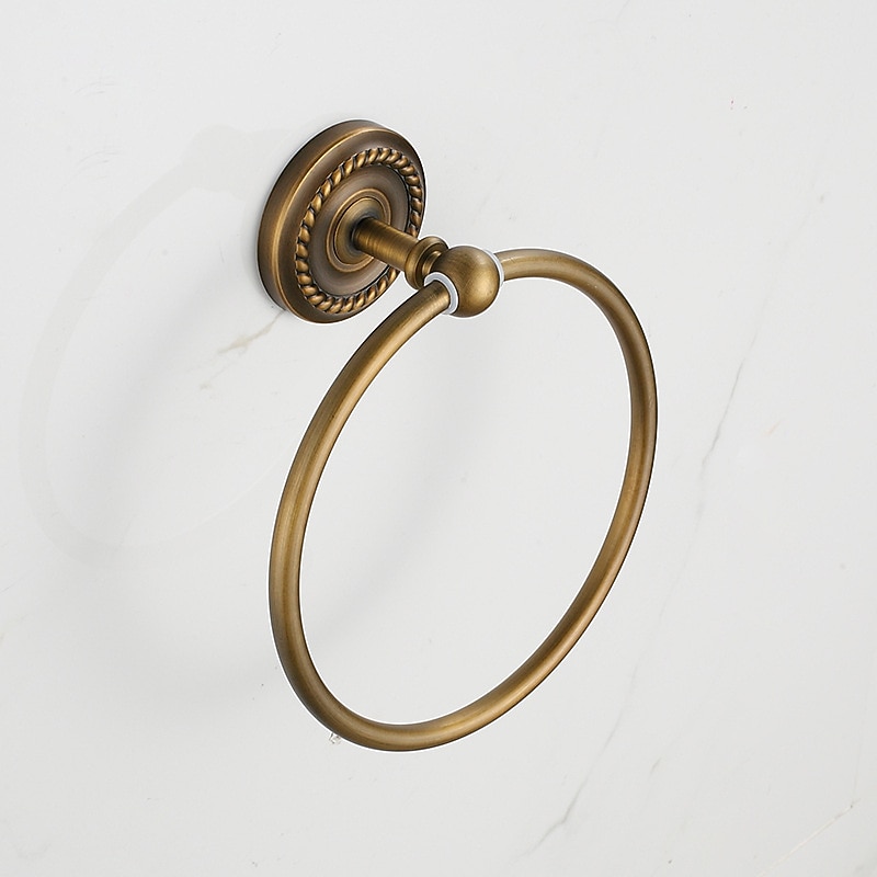 Brushed Brass Towel Holder Towel Ring Wall Mounted Antique Brass Toilet Towel Ring Bath  Hand Towel Holder Bathroom Accessories Bath Hardware
