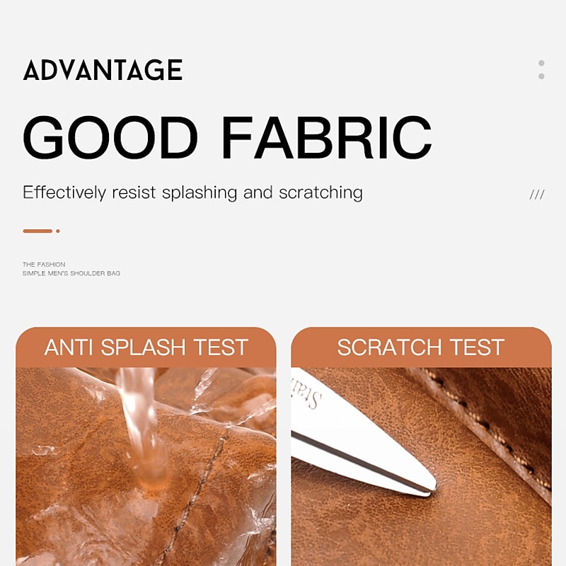 Men's Brown Faux Leather Messenger Bag with Multiple Pockets and Adjustable Strap - Stylish and Functional Crossbody Bag for Travel and Daily Use3