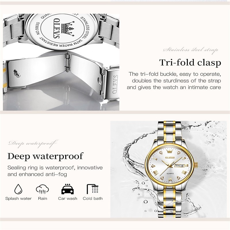 OLEVS Quartz Watch for Women Luxury Casual Fashion Wristwatch Waterproof Noctilucent Calendar Titanium Alloy Stainless Steel Watch3