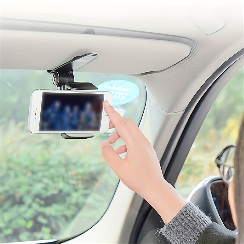 Sun Visor Phone Mount Car Phone Holder For Car Universal 360 Rotating Car Mount Support Clip Bracket Cradle Clip Compatible To Smartphones