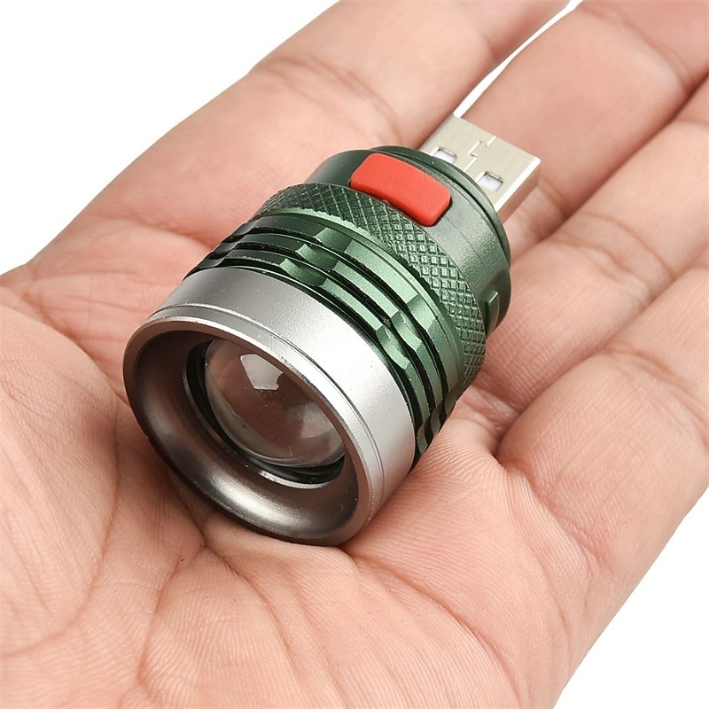 USB Tactical-Led Flashlight 3 Lighting Mode Flashlight Camping Cycling Running USB Flash-light