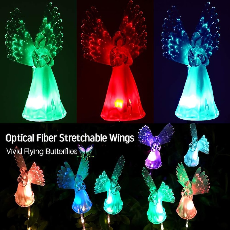 Solar Angel Lights  Solar Powered Garden Light, Decorative Outdoor Gift for Mom, Patio & Cemetery Decor,3