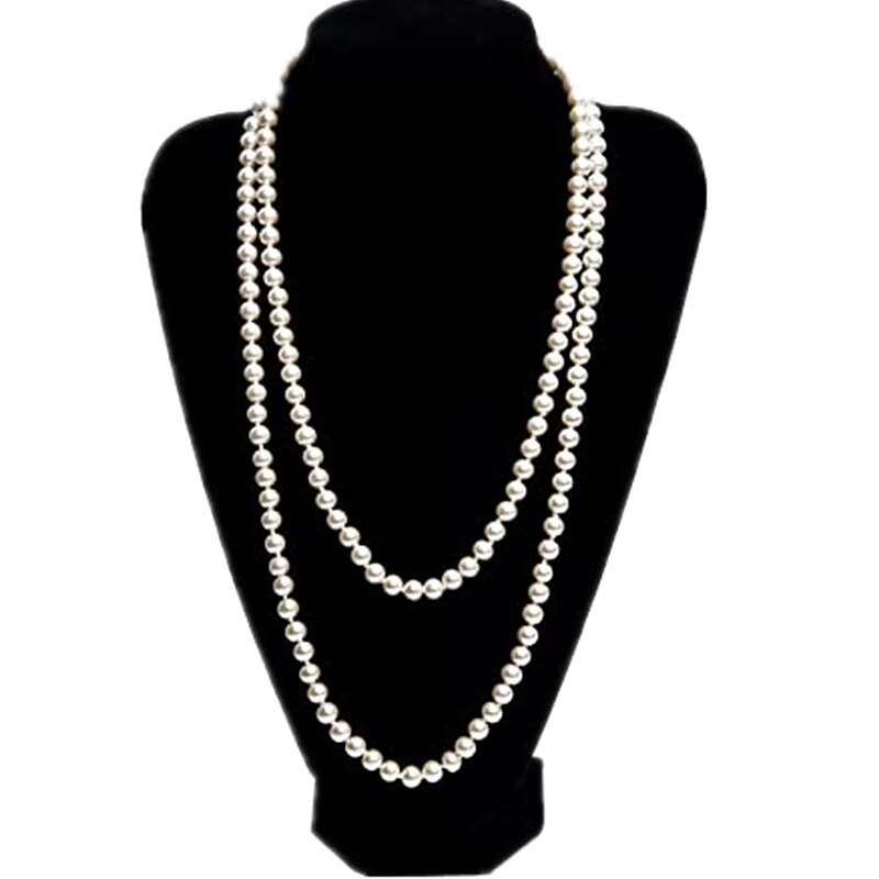 1920s Flapper Accessories Gatsby Costume Accessories Set 20s Flapper Headband Pearl Necklace Gloves Plastic Holder2