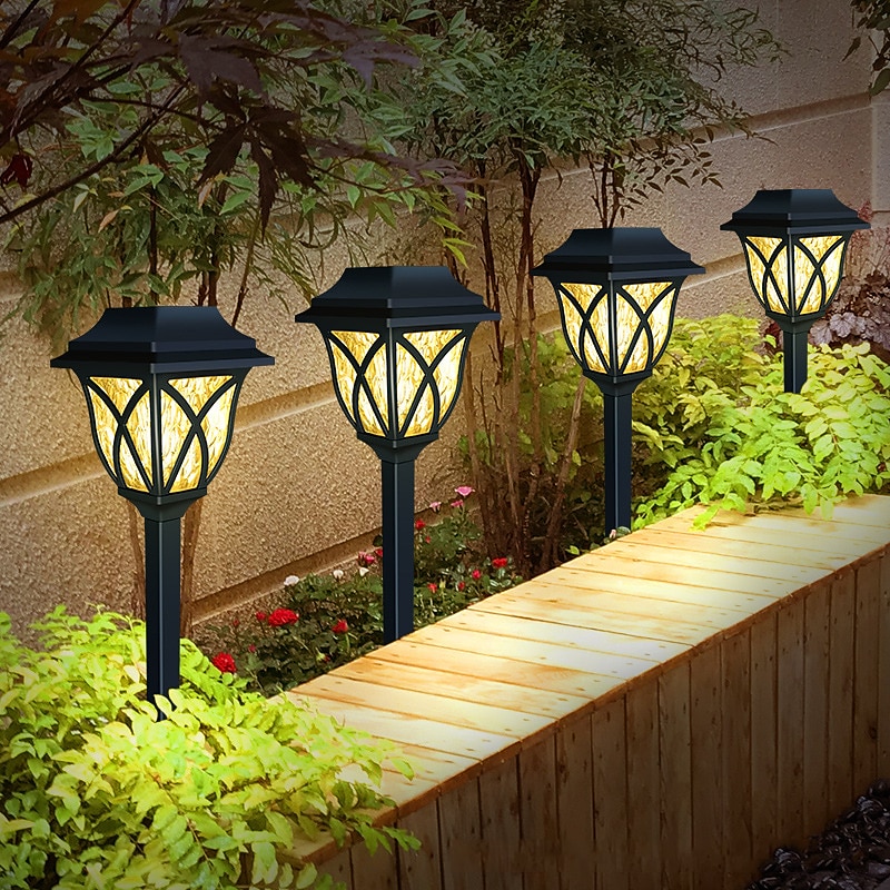 2PCS Solar Pathway Lights Courtyard Light Waterproof Lawn Lights Outdoor Home Decoration Yard Garden Grass Walkway Decoration