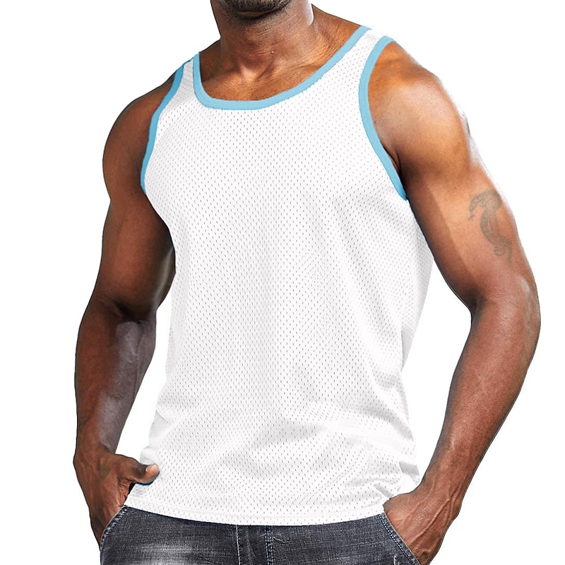 Men's Gym Tank Top Basketball Jersey Classic Mesh Sleeveless Singlet Athletic Athleisure Solid Colored Quick Dry Soft Moisture Wicking Breathable Gym Workout Basketball Bodybuilding Sportswear2