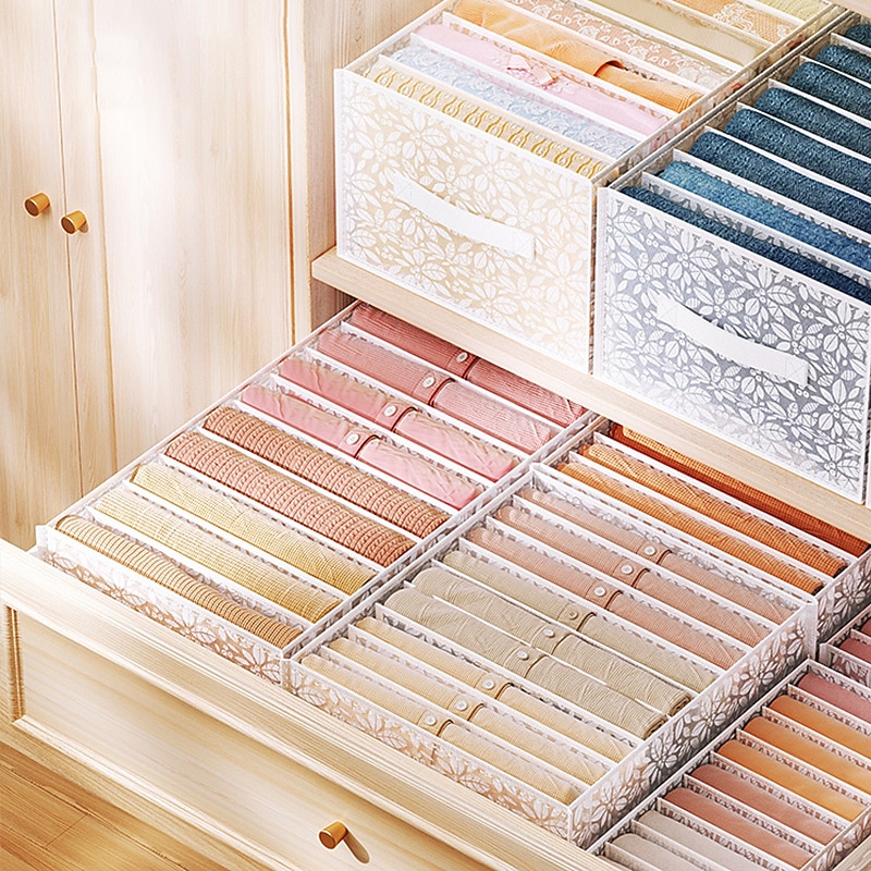 Pants Storage Box, Foldable Clothing Organizer, Wardrobe Clothes Finishing Box, Jeans Divided Sorting Box, Drawer Clothes Storage Box3