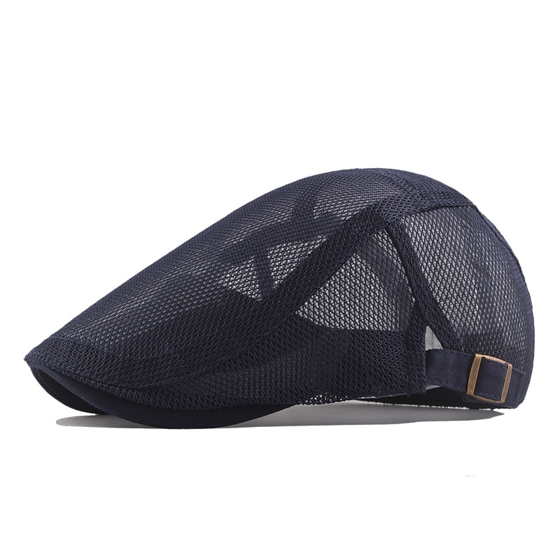 Men's Flat Cap Newsboy Cap Newsboy Hat Black Deep Blue Polycotton Travel Beach Outdoor Vacation Plain Adjustable Fashion3