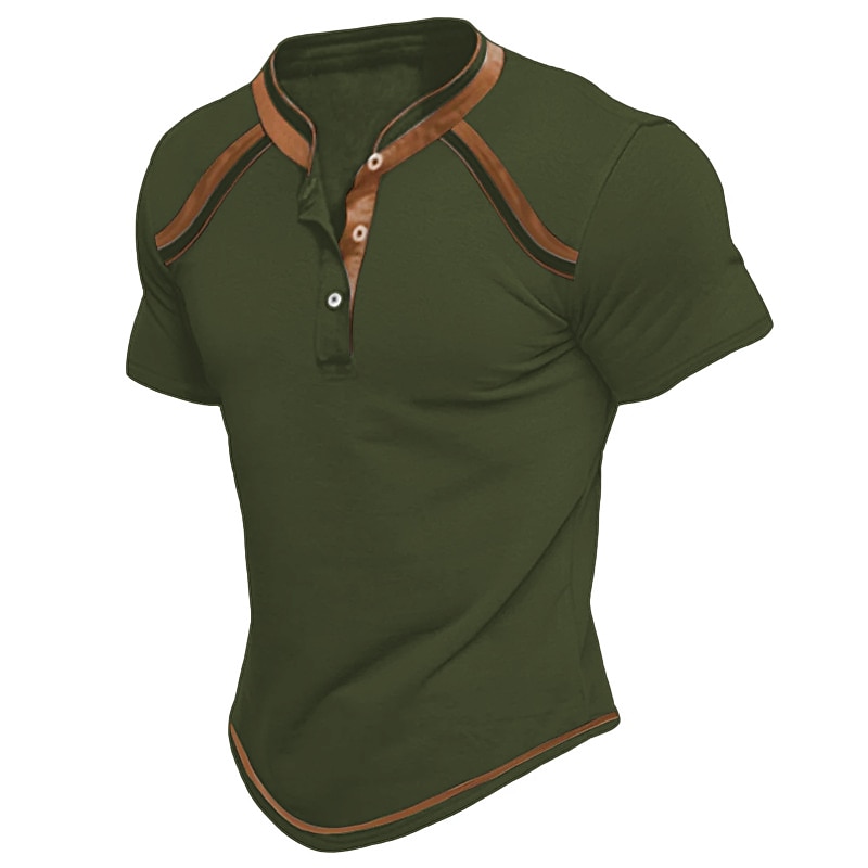 Men's Button T Shirt Henley Shirt Tee Top Short Sleeves Henley Summer Plain Raglan Sleeve Fashion Designer Basic Vacation Street Going out Black White Navy Blue Top Tee for Men3