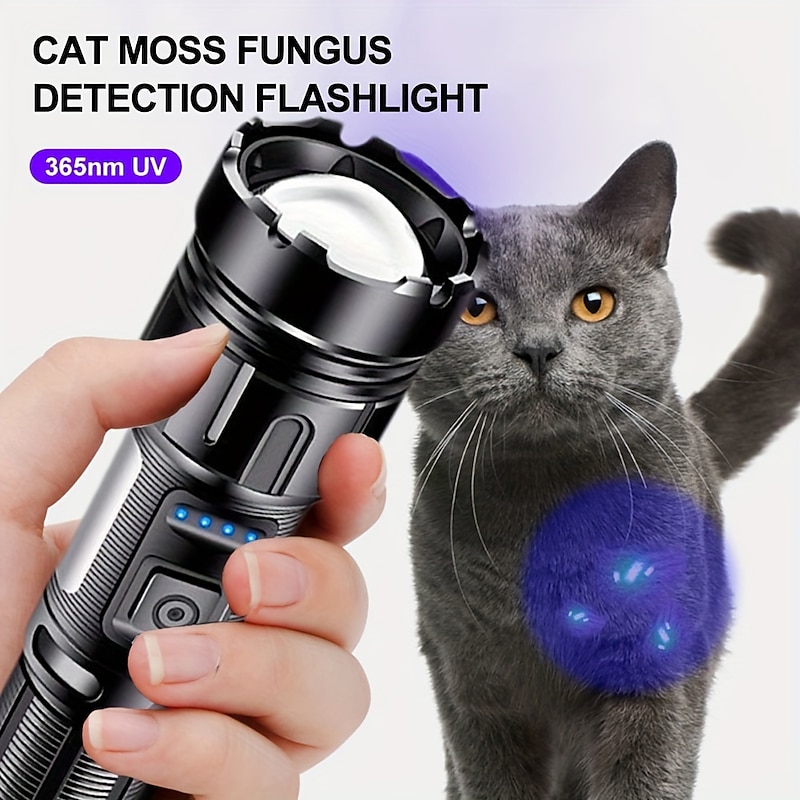 USB Rechargeable Flashlight Black Light - White/UV/Red Tactical Torch with Magnetic Base for Camping, Hunting & Pet Urine Detection3