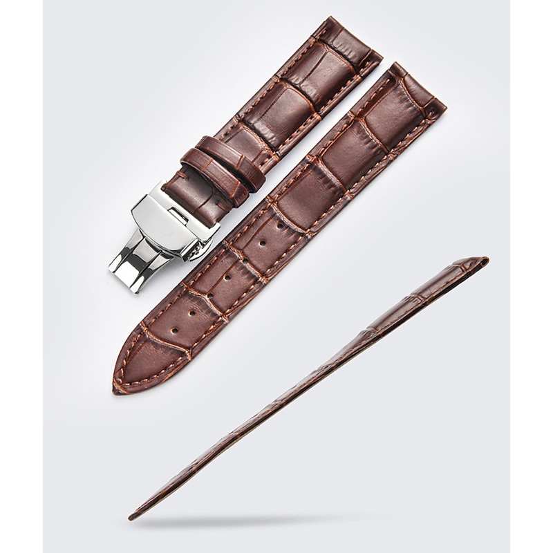 Genuine Leather Watch Band Alligator Grain Calfskin Replacement Strap Stainless Steel Buckle Bracelet for Men Women-14mm 16mm 18mm 19mm 20mm 21mm 22mm3