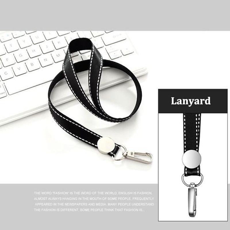 Genuine leather Business Work Card Holder Fashion ID Badge Holders with Nylon Lanyard ID case Office Supplies4