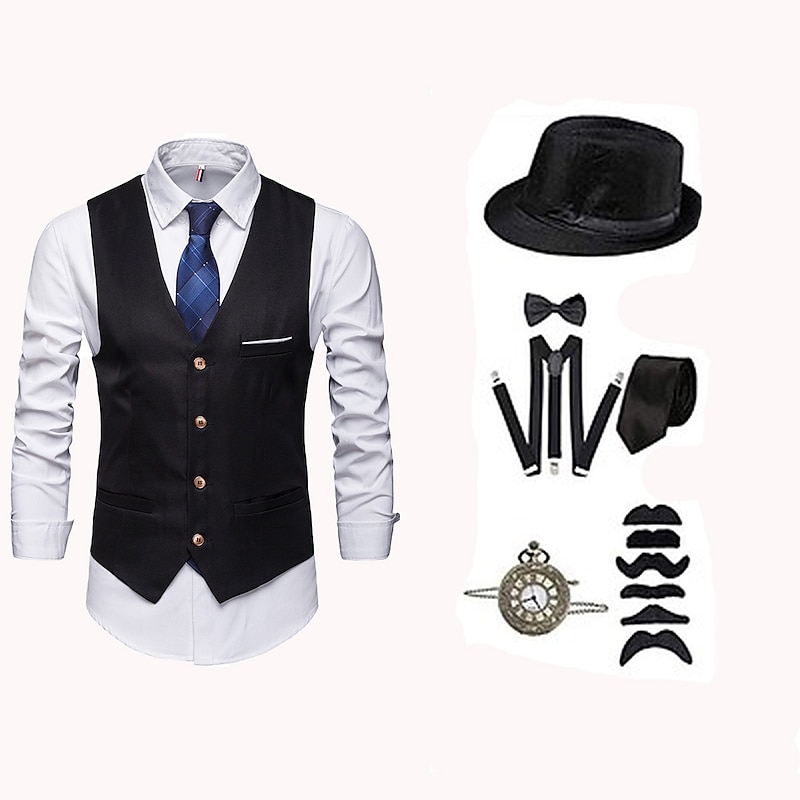 Retro Vintage 1920s Hat Outfits Party Costume Normal The Great Gatsby Gentleman Holiday Christmas Fashion Fancy Dress Men's Halloween Carnival Masquerade Party Evening Wear Prom Bachelorette Party4