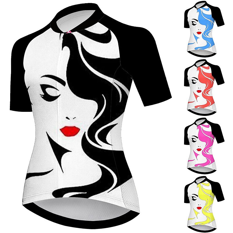 Women's Cycling Jersey Graphic Short Sleeve Bike Jersey Top with 3 Rear Pockets Mountain Bike MTB Road Bike Cycling Quick Dry Reflective Strips Back Pocket Moisture Wicking Sports Black Yellow Pink