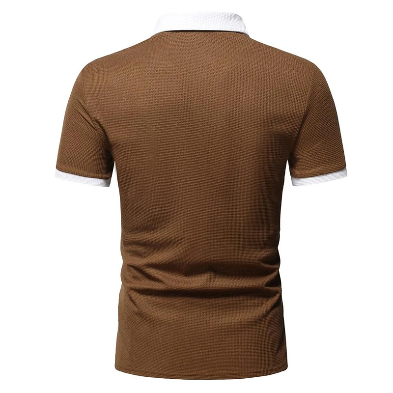 Men's Zip Polo Polo Shirt Casual Holiday Lapel Quarter Zip Short Sleeve Fashion Basic Plain Quarter Zip Summer Regular Fit Black White Pink Red Brown Dark Grey Zip Polo2