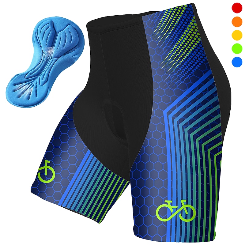 Men's Graphic Geometic Cycling Shorts Bike Padded Shorts / Chamois Bottoms Mountain Bike MTB Road Bike Cycling Sports 3D Pad Quick Dry Reflective Strips Moisture Wicking Yellow Blue Spandex Clothing